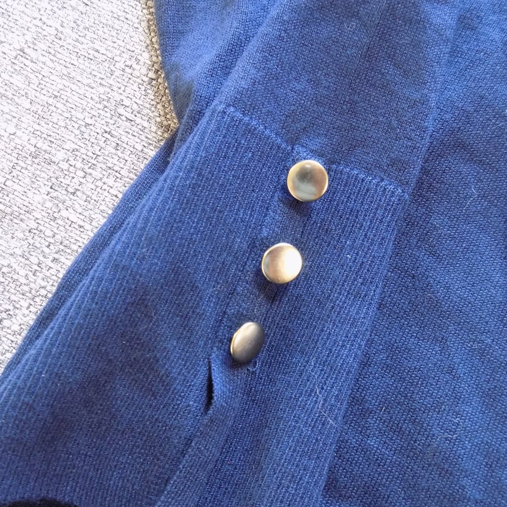 Chico's Sweater Women 3P Navy Blue Good Gold Button Cuff Rayon Blend Knit - Picture 3 of 9
